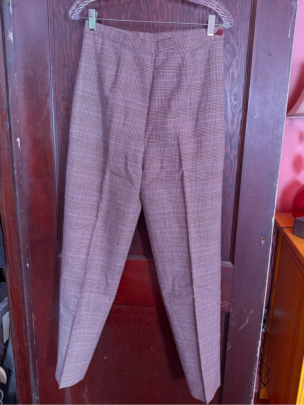 Plaid Wool Dress Pants - Brown Glen Check